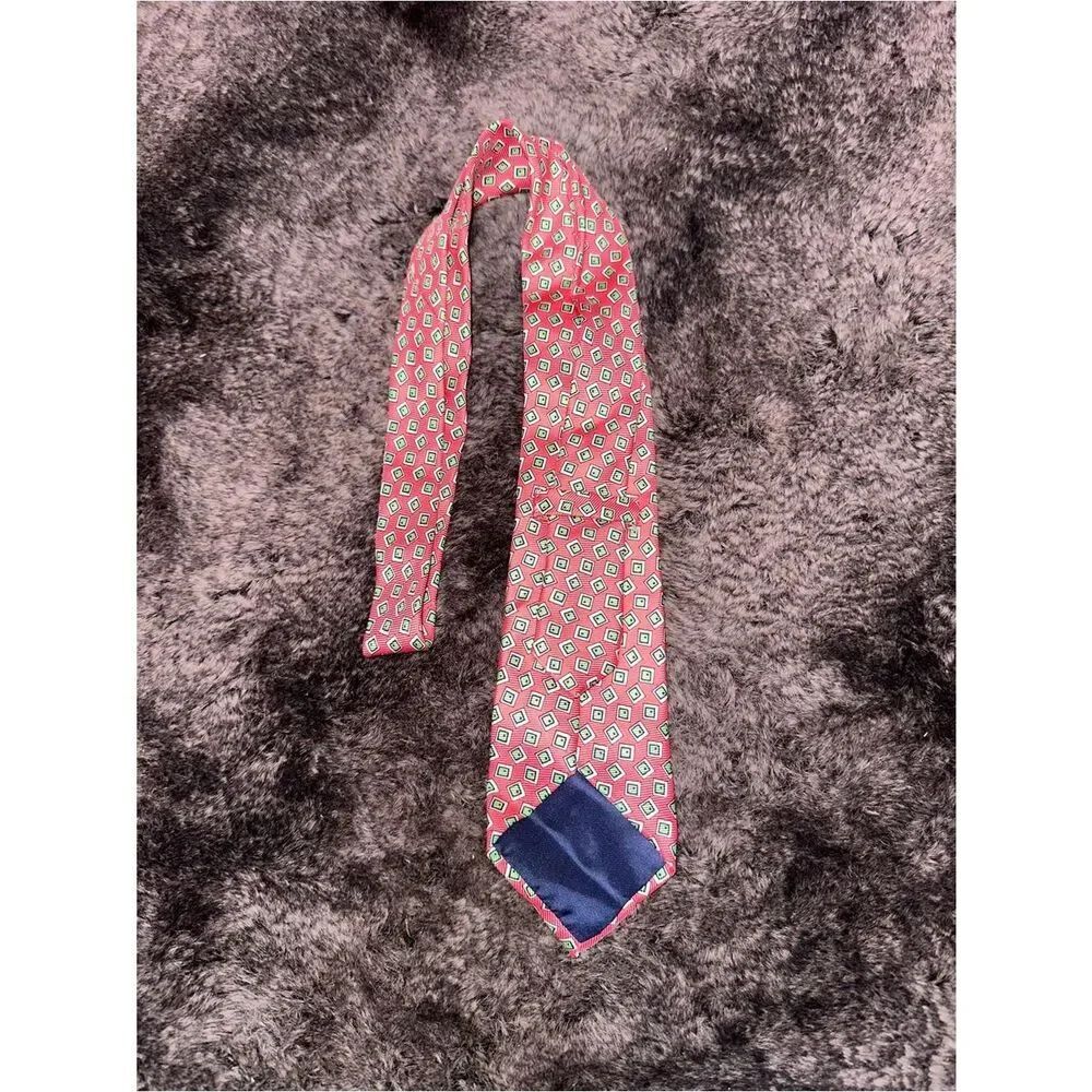 Polo By Ralph Lauren Red Green Geometric Novelty Print Silk Tie OS Made In Italy - Picture 3 of 5